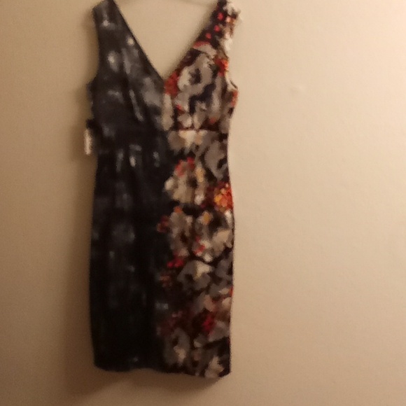 NEW DONNA RICCO NEW YORK Silk Wedding Sz 12 Floral Black-Gray Colors HMBC - Picture 2 of 12